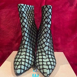NEW Women’s Booties Denim w/Black Netting Detail